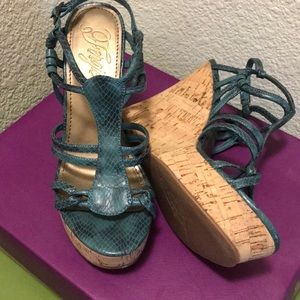 New Fergie Turquoise Wedge Heels